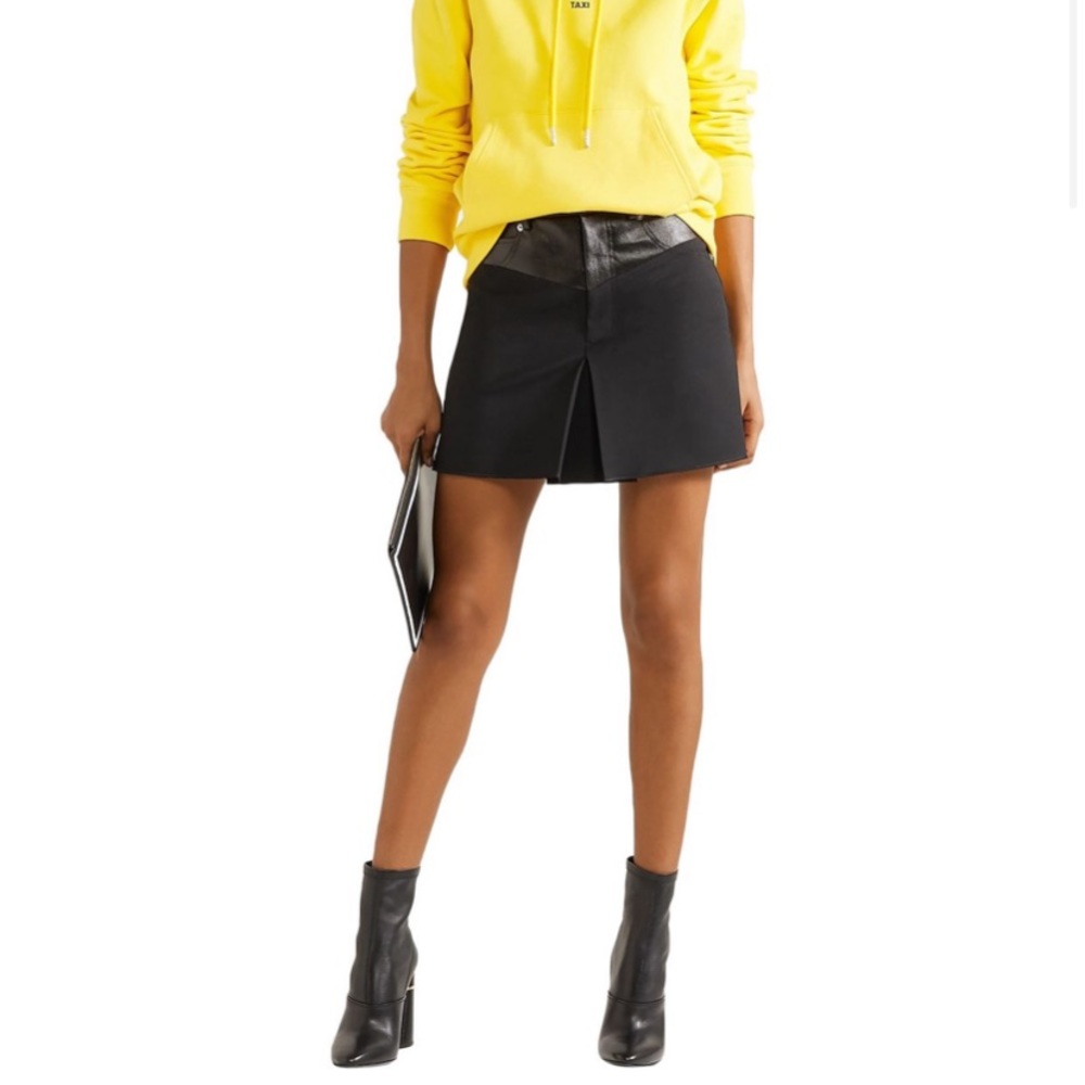 Leather black mini skirt